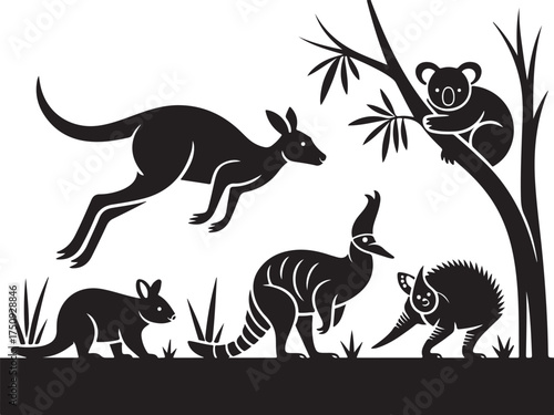 Wonderful Australian wildlife in striking silhouette