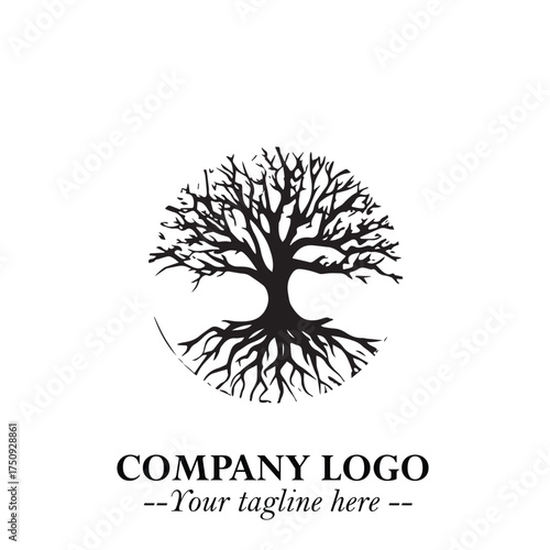 Root of the Tree Logo Symbol in Black and White Minimalist Vector Illustration Design