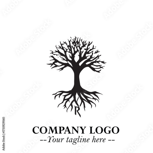 Root of the Tree Logo Symbol in Black and White Minimalist Vector Illustration Design