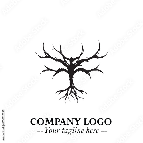 Root of the Tree Logo Symbol in Black and White Minimalist Vector Illustration Design
