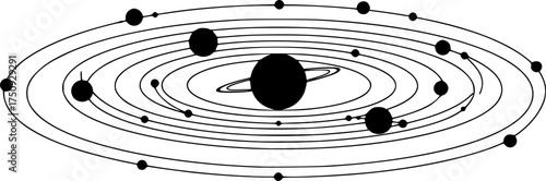 Solar system orrery illustration: celestial model design for educational and artistic use

