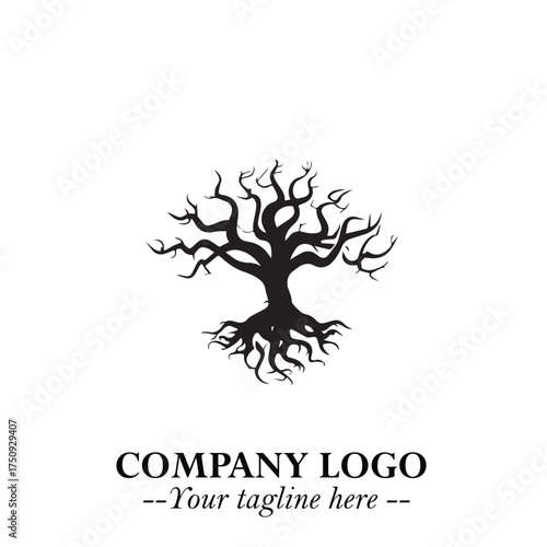 Root of the Tree Logo Symbol in Black and White Minimalist Vector Illustration Design
