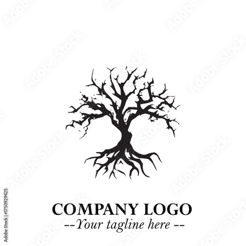 Root of the Tree Logo Symbol in Black and White Minimalist Vector Illustration Design