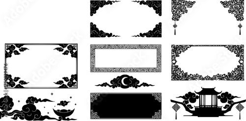 Traditional chinese frames and borders - lunar design collection
