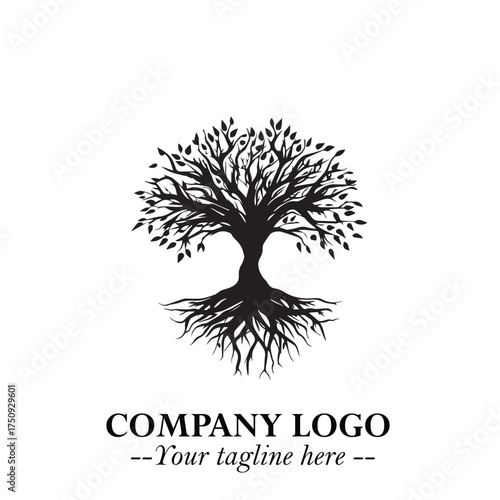 Root of the Tree Logo Symbol in Black and White Minimalist Vector Illustration Design