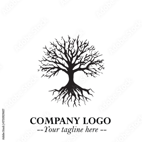 Root of the Tree Logo Symbol in Black and White Minimalist Vector Illustration Design