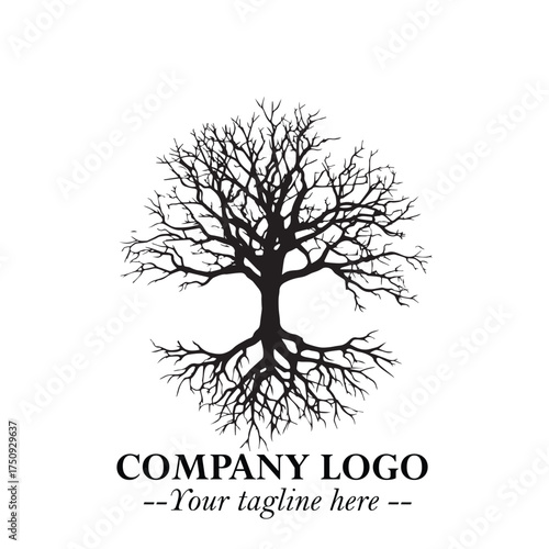 Root of the Tree Logo Symbol in Black and White Minimalist Vector Illustration Design