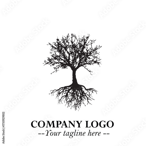 Root of the Tree Logo Symbol in Black and White Minimalist Vector Illustration Design
