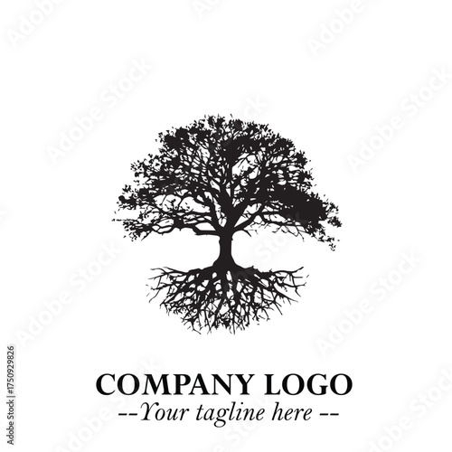 Root of the Tree Logo Symbol in Black and White Minimalist Vector Illustration Design