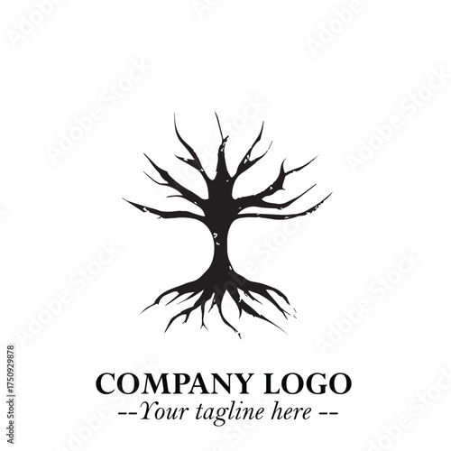 Root of the Tree Logo Symbol in Black and White Minimalist Vector Illustration Design