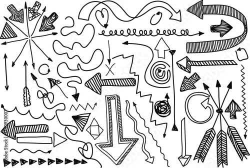 Collection of Hand Drawn Arrow Doodles and Symbols