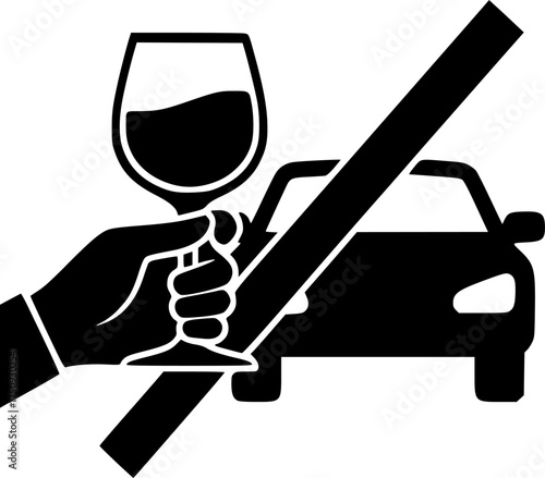 Prohibition of drinking and driving sign against white background for safety awareness
