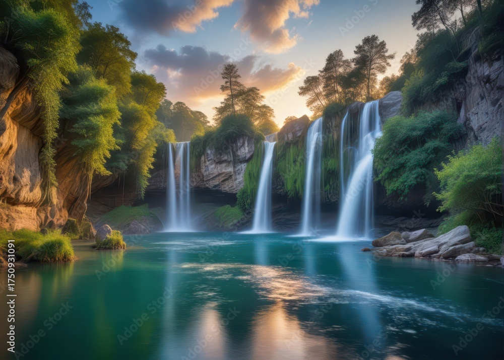 Obraz premium Serene Ciseli Waterfall at dawn