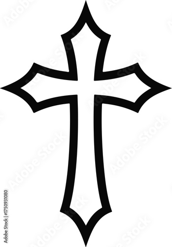 Spiked Edge Cross illustration, religious cross silhouette, Jesus Christ Clipart, Christian Cross Art
