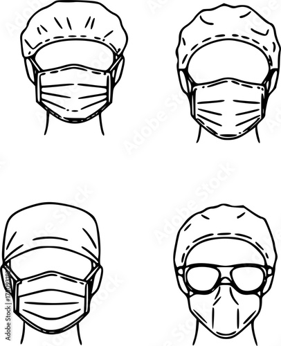 vector illustration of a face mask set