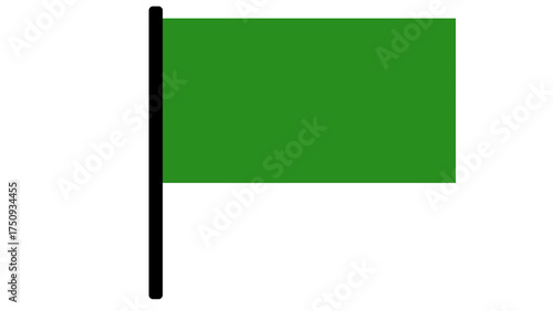 Green flag icon set, crossed and single waving flag illustration, goal achievement, success, nature, eco symbol, mark sign