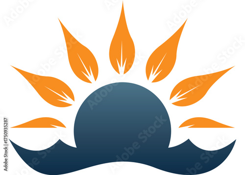 Sunrise Wave Flame Nature Icon Vector Logo Template Modern Design
