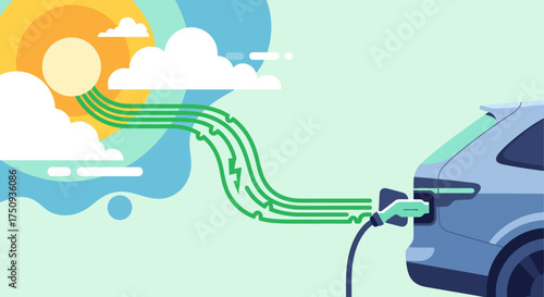 electric car charging with clean energy from solar power promoting sustainability and eco-friendly transport for a greener future showing innovation