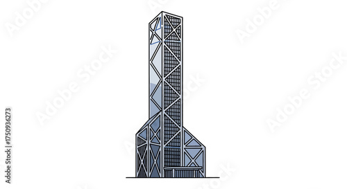 Futuristic skyscraper illustration an architectural marvel with a unique design symbolizing innovation and urban development perfect for architecture websites.