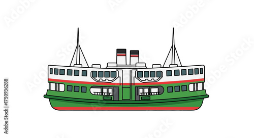 green star ferry crossing the harbor transportation on the water connecting islands for travel and tourism hong kong iconic symbol