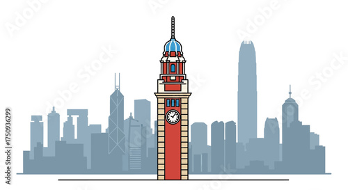 hong kong cityscape featuring the iconic clock tower against a modern skyline representing travel and cultural heritage suitable for tourism marketing