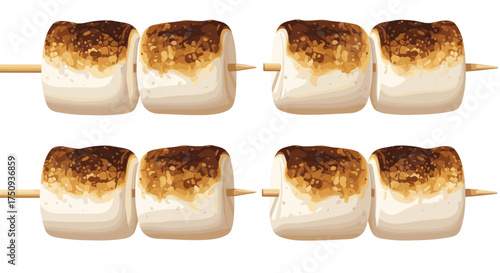 Deliciously toasted marshmallows on wooden skewers perfect for outdoor adventures.