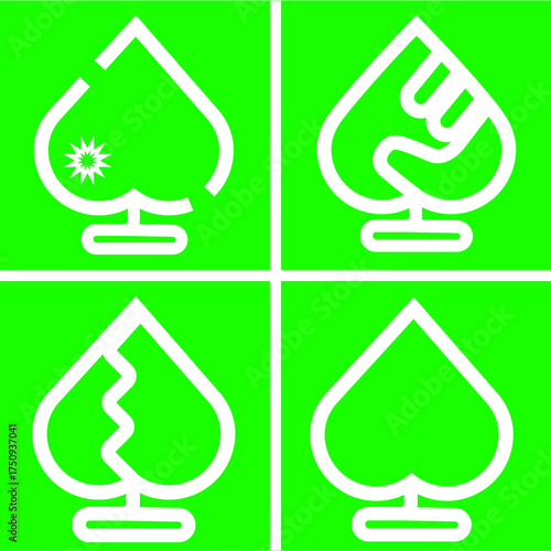 The latest love and hibiscus leaf icons in various shapes and colors