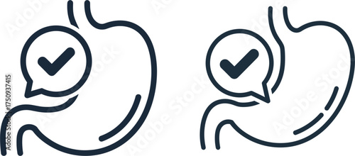 Good digestion icon symbol graphic mark pictogram. Editable line vector illustration for gastro health. Flat outline style for stomach and intestinal system