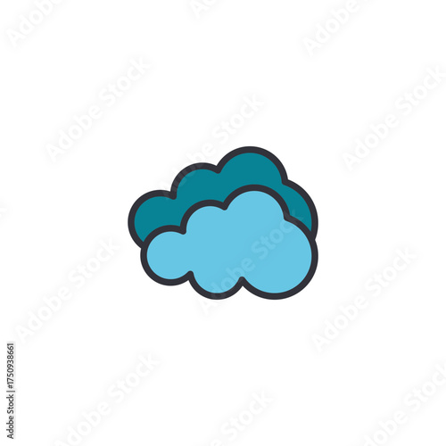 A blue cloud icon symbolizing calm weather, mild air conditions, and neutral climate suitable for forecast graphics.