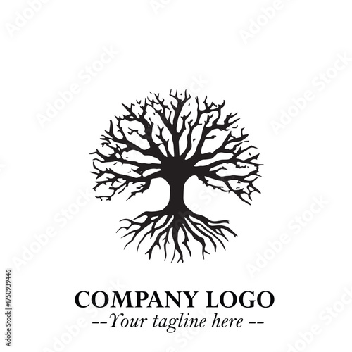 Root of the Tree Logo Symbol in Black and White Minimalist Vector Illustration Design