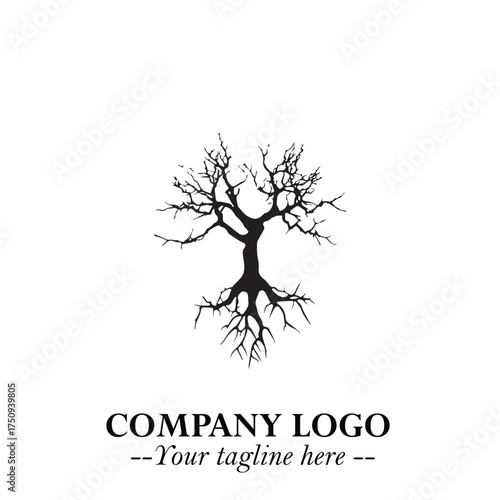 Root of the Tree Logo Symbol in Black and White Minimalist Vector Illustration Design