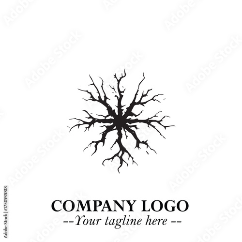 Root of the Tree Logo Symbol in Black and White Minimalist Vector Illustration Design