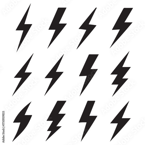 Flash symbol, thunderbolt, blitz lightnings strike sign vector

