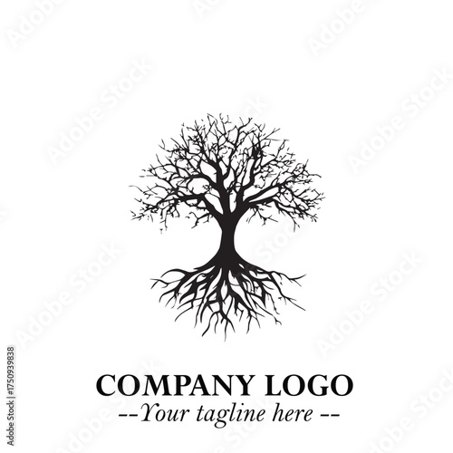 Root of the Tree Logo Symbol in Black and White Minimalist Vector Illustration Design