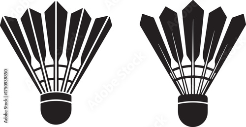 set shuttlecock silhouette icon, badminton shuttlecock icon, badminton vector illustration isolated on white background