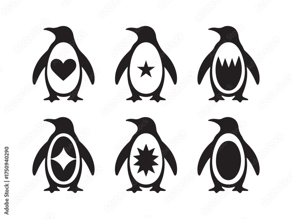 Naklejka premium Penguin Silhouette Vector Animals Emblem Collection