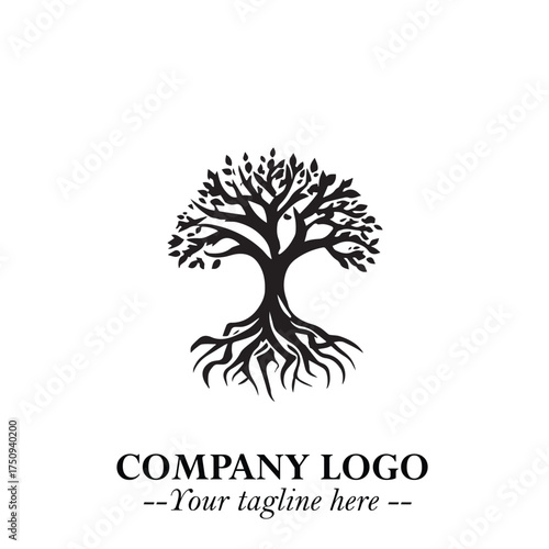 Root of the Tree Logo Symbol in Black and White Minimalist Vector Illustration Design