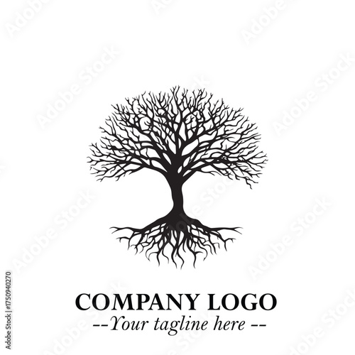 Root of the Tree Logo Symbol in Black and White Minimalist Vector Illustration Design