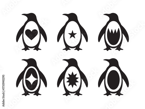 Penguin Silhouette Vector Animals Emblem Collection