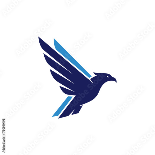 Modern Eagle Logo Symbol Design - Minimalist Blue Flying Bird Symbol Vector 