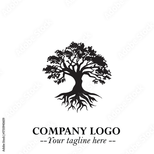 Root of the Tree Logo Symbol in Black and White Minimalist Vector Illustration Design