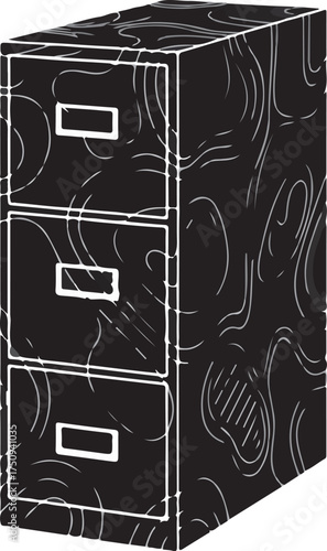 Organized file cabinet illustration with document storage