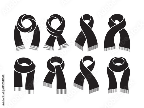 Winter Scarf Collection Warm Neck Wear Fashion Accessory Vector Set