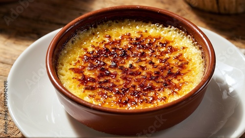 Indulge in the rich, creamy custard with a perfectly caramelized sugar crust of this exquisite dessert.