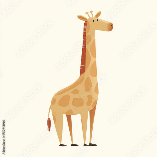 Cute giraffe, simple flat illustration clip art , with muted beige colors on a white background.

