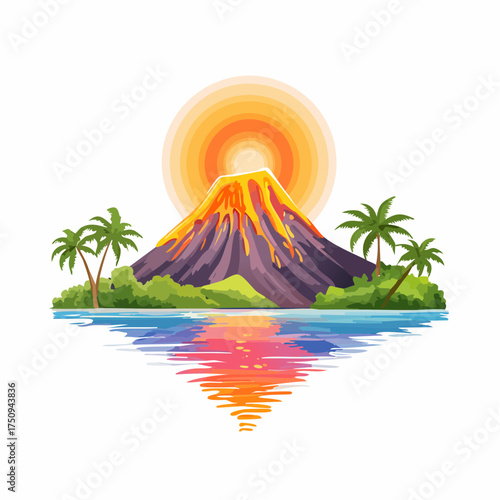 Vulkaninsel bei Sonnenaufgang
