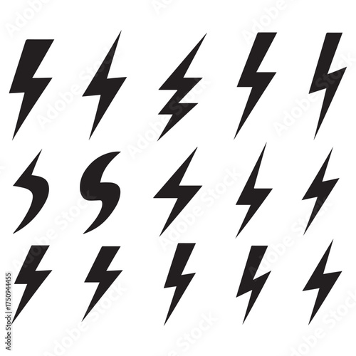 Flash symbol, thunderbolt, blitz lightnings strike sign vector

