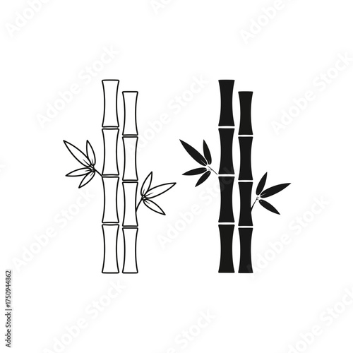 Bamboo Icon Outline – Minimal Bamboo Plant Symbol for Nature, Zen, and Eco Design