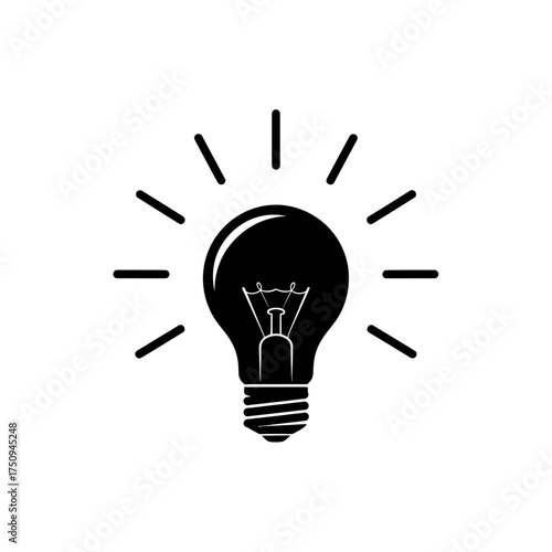 Glowing Light Bulb Solid Icon for Ideas and Innovation