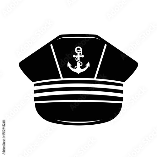 Ship Captain's Hat with Anchor Solid Icon